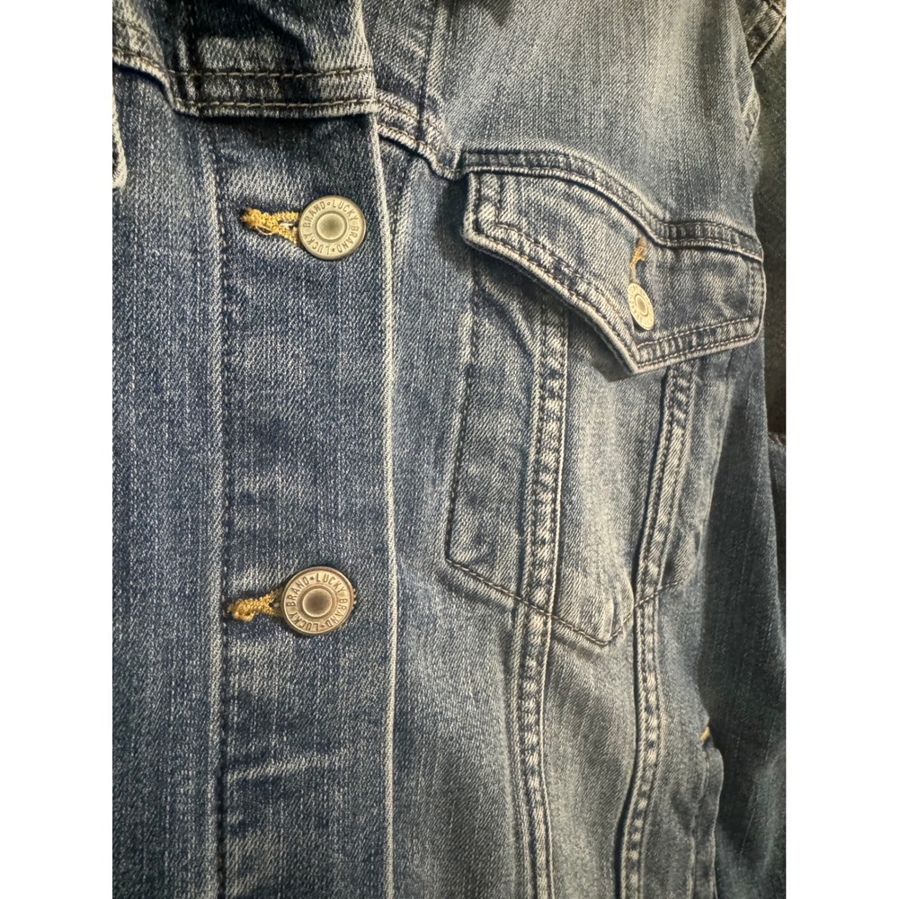 Lucky Brand Womens XL Denim Trucker Jacket Medium Wash Blue Jean Jacket - Picture 3 of 6